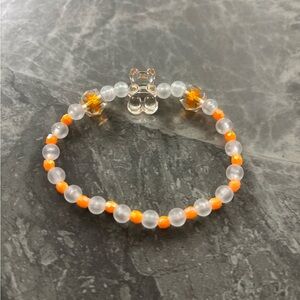Orange and Clear Beaded Bracelet
